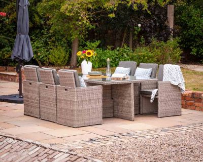 Barcelona 7 Piece Rattan Garden Cube Set in Grey