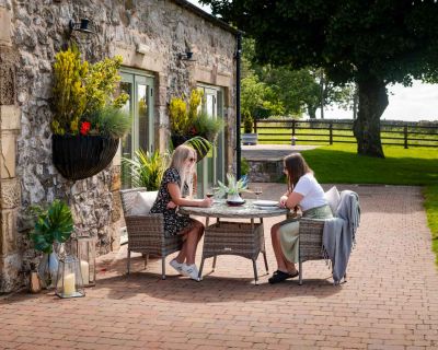 Cambridge 2 Rattan Chairs and Small Round Table Set in Grey