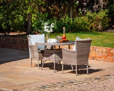 Cambridge 2 Rattan Chairs and Small Round Table Set in Grey
