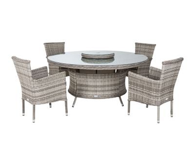 Cambridge 4 Chairs and Large Round Table Set in Grey