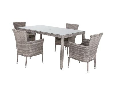 Cambridge 4 Stackable Chairs and Rectangular Open Leg Dining Table in Grey