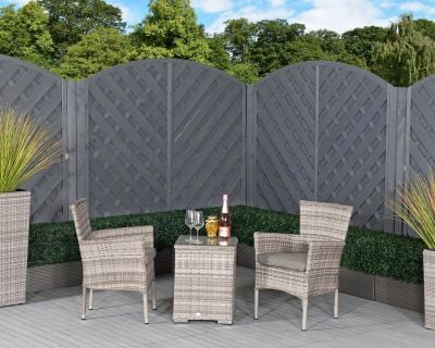 Cambridge Rattan Garden Bistro Square Set in Grey