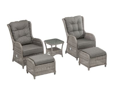Fiji Reclining Rattan Garden Patio Set in Grey