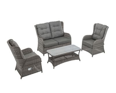 Fiji Reclining Rattan Garden 2 Seater Sofa Set in Grey