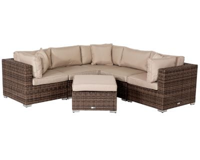 Florida 6 Piece Rattan Garden Corner Sofa Set in Premium Truffle Brown and Champagne