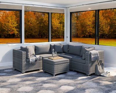 Florida 6 Piece Rattan Garden Corner Sofa Set in Grey