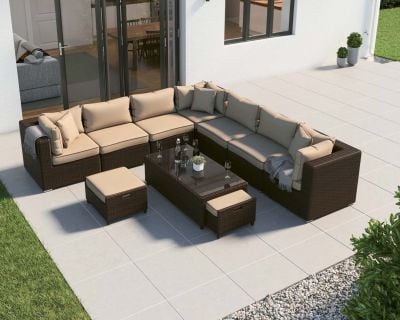 Geneva 6 corner sofa set with coffee table and footstools