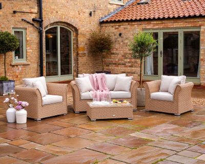 Lisbon 2 Seater Rattan Garden Sofa Set in Willow