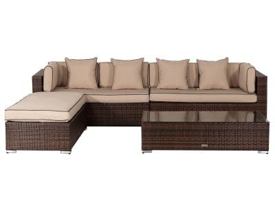 Monaco Rattan Garden Day Bed Sofa Set in Chocolate and Cream