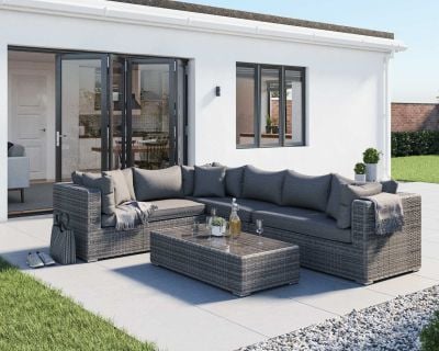 Monaco Rattan Garden Righthand Corner Set in Grey