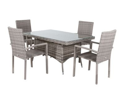 Rio 4 Stackable Chairs and Small Rectangular Dining Table in Grey