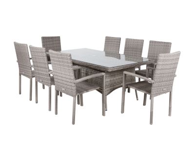 Rio 8 Stackable Chairs and Rectangular Dining Table in Grey