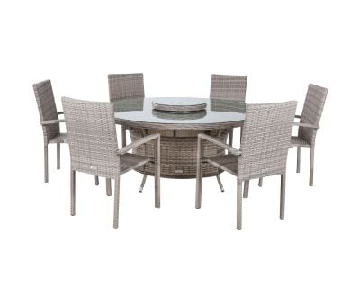 Rio 6 Stackable Chairs and Large Round Dining Table in Grey