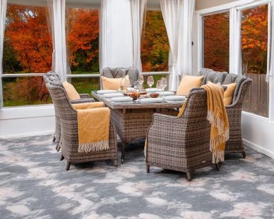 Riviera 6 Dining Chairs and Rectangular Dining Table in Grey
