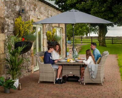 Riviera 4 Dining Chairs and Rectangular Dining Table in Grey