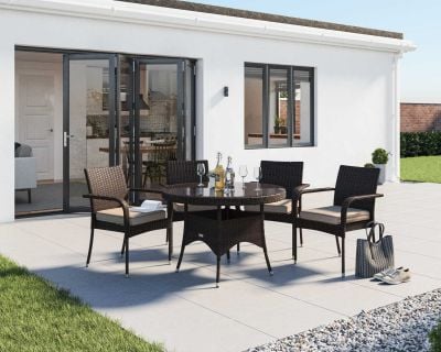 Roma Chairs And Small Round Table Set Chocolate And Cream