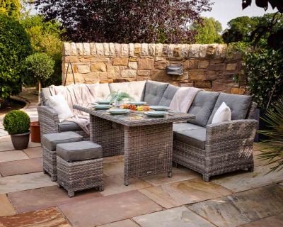 Sorrento Rattan Garden Corner Dining Set in Grey