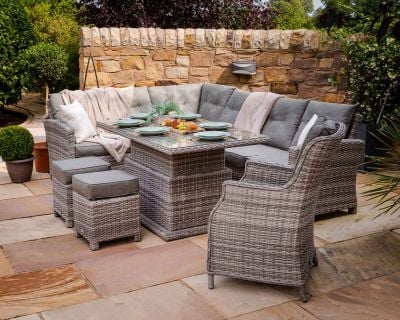 Sorrento Rattan Garden Adjustable Corner Dining Set with Chair in Grey