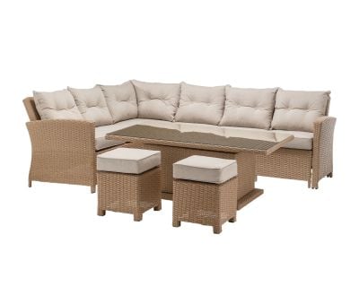 Sorrento Rattan Garden Adjustable Corner Dining Set in Willow