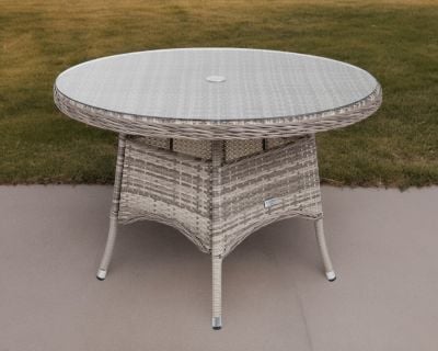Small Round Rattan Garden Dining Table in Grey 