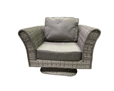 Lisbon Rattan Garden Swivel Chair in Grey