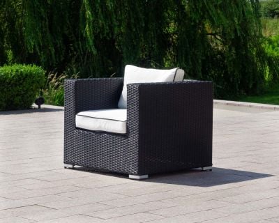 Ascot Rattan Garden Armchair in Black and Vanilla