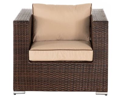 Ascot Rattan Garden Armchair in Chocolate Mix and Coffee Cream