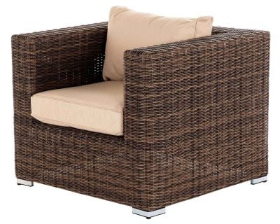 Ascot Rattan Garden Armchair in Premium Truffle Brown and Champagne