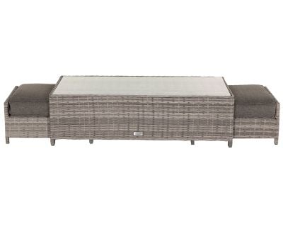 Ascot Rattan Garden Coffee Table with 2 Footstools in Grey