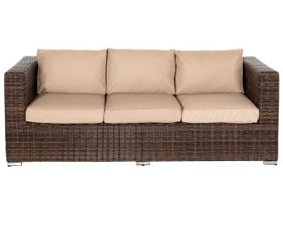 Ascot 3 Seater Rattan Garden Sofa in Premium Truffle Brown and Champagne