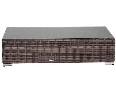 Monaco Rattan Garden Rectangular Ottoman / Coffee Table in Truffle & Champagne - Premium Weave Rattan