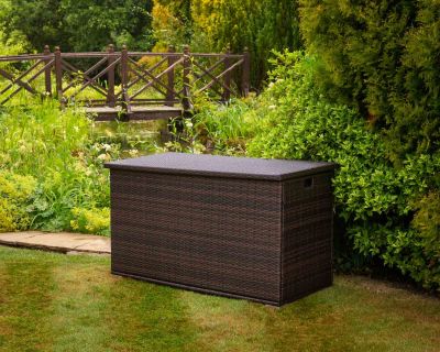 Outdoor Rattan Garden Storage Box in Chocolate Mix 