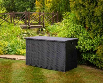 Outdoor Rattan Garden Storage Box in Black 