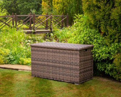 Outdoor Rattan Garden Storage Box in Premium Truffle Brown 