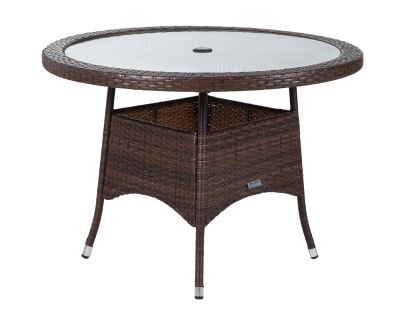 Small Round Rattan Garden Dining Table in Chocolate Mix 