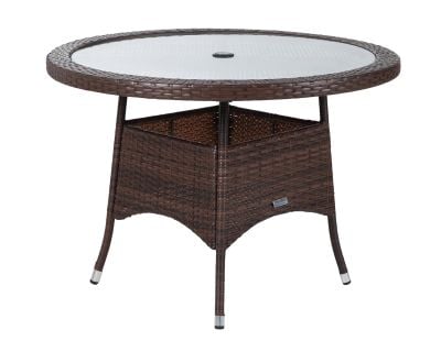 Small Round Rattan Garden Dining Table in Chocolate Mix