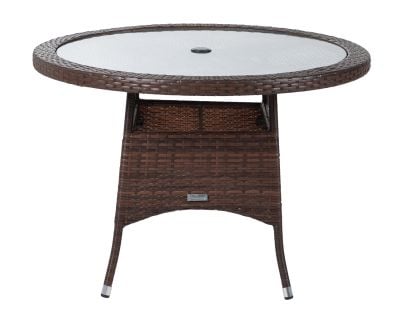 Small Round Rattan Garden Dining Table in Chocolate Mix 