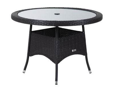 Small Round Rattan Garden Dining Table in Black