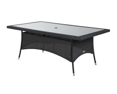 Large Rectangular Rattan Garden Dining Table in Black