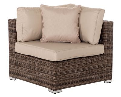 Florida Rattan Garden Corner Section in Truffle and Champagne
