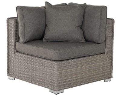 Rattan corner sofa section in a grey