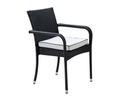 Roma Stacking Rattan Garden Chair in Black and Vanilla