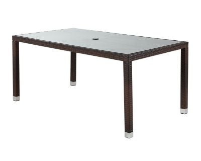 Open Leg Rectangular Rattan Garden Table in Chocolate and Cream