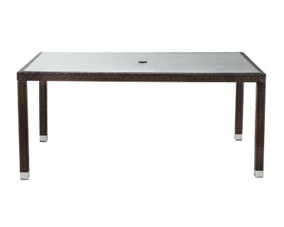 Open Leg Rectangular Rattan Garden Table in Chocolate and Cream
