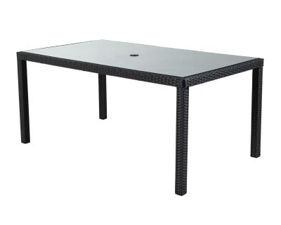Open Leg Rectangular Rattan Garden Table in Black and Vanilla