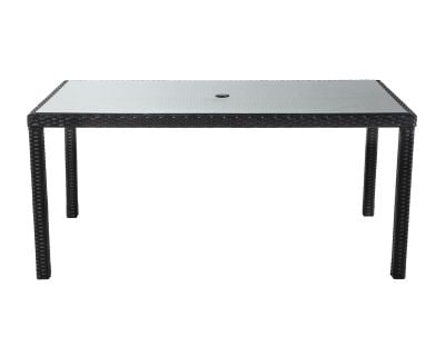 Open Leg Rectangular Rattan Garden Table in Black and Vanilla