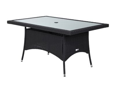 Small Rectangular Rattan Garden Dining Table in Black 