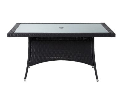 Small Rectangular Rattan Garden Dining Table in Black 