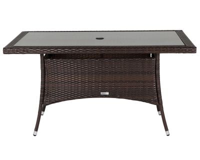 Small Rectangular Rattan Garden Dining Table in Chocolate Mix