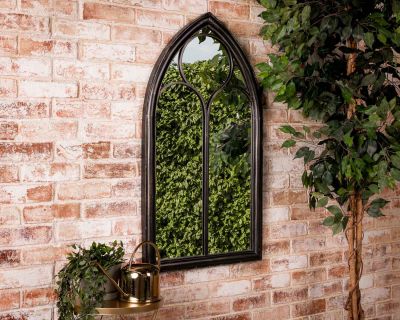 Somerley Chapel Arch Garden Mirror 112 x 61 CM in Black
